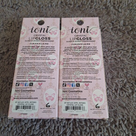 2 Pack IONI Crystal Lip Gloss CLEAR High Shine Mirrored Look - Picture 4 of 5
